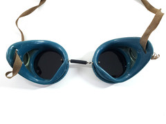 Vintage Oxweld Green Plastic Welding Safety Goggles Glass Lenses Steampunk