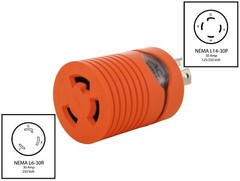 30A 250V NEMA L14-30 Male Plug to 30A 250V NEMA L6-30R Female Connector Adapter