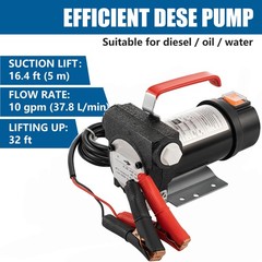 200W Fuel Transfer Pump Electric Diesel Kerosene Pump 12V DC 10GPM Nozzle Hoses