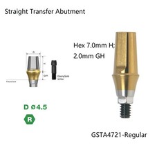 US Titanium straight abutment 7.0mm H compatible DIO UF II Platform Hex Regular