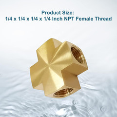 Midanya 1/4 x 1/4 x 1/4 x 1/4 Inch NPT Female Thread Adapter Cross Pipe Fitting