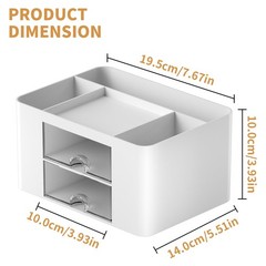 Marbrasse Pen Organizer with 2 Drawer, Multi-Functional Pencil Holder for Desk,