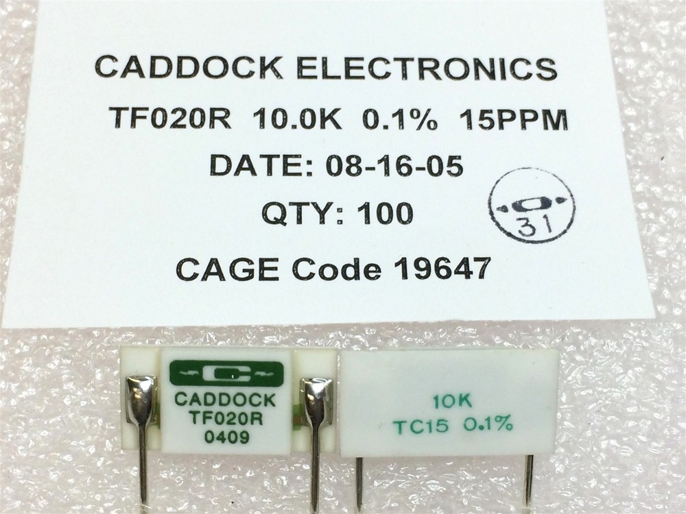 TF020R-10K-0.1% CADDOCK RESISTOR 15PPM 4 PIECES