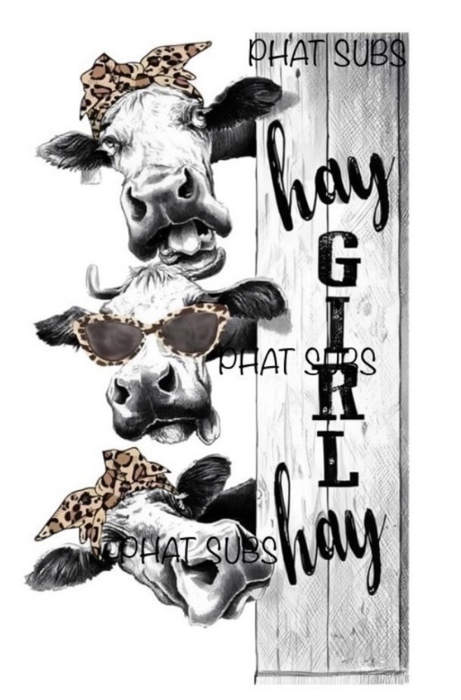 Sublimation Print Hay Girl Hay Cows Ready To Press Heat Transfer