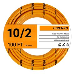 10/2 NM-B Cable 100FT w/Ground Solid Copper 600V UL Listed Orange Jacket