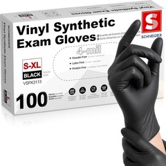 Large Black Latex-Free Vinyl Gloves – 4 Mil Disposable for Medical & Kitchen Use