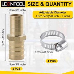 2 Pack Hose Barb Fittings Reducer, 5/8″ to 3/4″ Brass Hose Barb Reducer