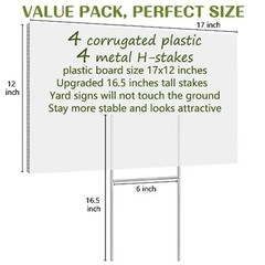 Blank Yard Signs with Stakes Custom Yard Sign 17×12 Inch 4 Pack Corrugated Pl…