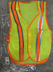 Orange Stripe / Yellow Reflective Sleeveless Traffic Safety Vest 8028C -One Size