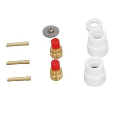 12 Pcs Set TIG Gas Lens Kit Ceramic Nozzle Short Bevel Electrode Holder Mesh