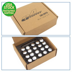 1/2-20 Closed End Spline Lug Nuts 2″ Tall 60° Conical Chrome 20pc + Key Set