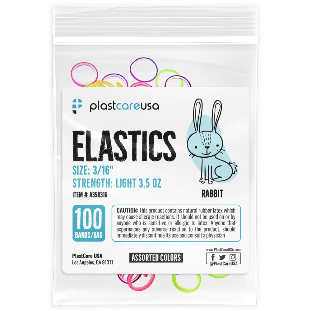 2000 Assorted Color Light 3.5 Oz 3/16″ Rabbit Latex Elastic Rubber Bands Braces