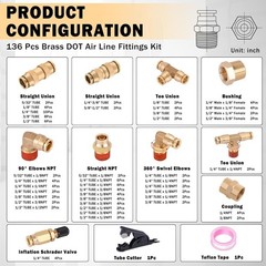 Brass DOT Air Fittings Set – 136 Pcs Assortment