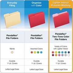 Pendaflex R15213BLU 1/3-Cut Letter 2-Ply Top Tab File Folders – BL (100/BX) New