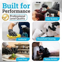 Black Nitrile Black Disposable Gloves Large, 200 Count – BBQ, Tattoo, Hair Dye,