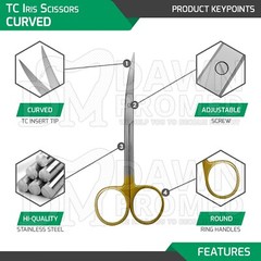 Premium German TC Iris Scissors 4.5″ Curved Surgical Dental Instruments