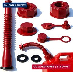 Red Gas Can Spout Replacement, 1/2/5/10 Gallon Gas Can Nozzle Kit, include 2 Dif