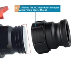 IBC Tote Adapter, Cam and Groove Fitting (2″ Female Buttress Thread x 2″ Male…