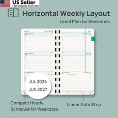 POPRUN Pocket Planner 2026-2027 (Slim Size 3.5” x Purse – 3.5″ x 6.5″, Black