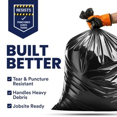 Plasticplace Contractor Trash Bags 42 Gallon 3.0 Mil Rolls Black Heavy Duty