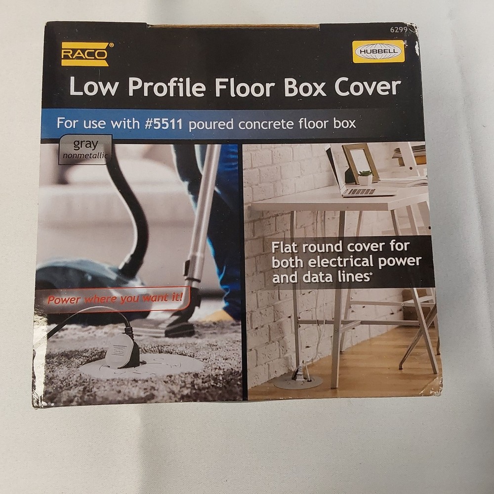 Hubbell RACO Low Profile Floor Box Cover Kit Flush Duplex Non-Metallic 6299