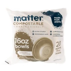 Matter Compostable Fiber Disposable Bowls – Natural – 16oz/20ct