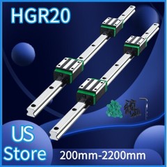 2PCS HGR20 Linear Guide Rail 200-2200mm+4PCS HGH20CA Slide Blocks CNC DIY