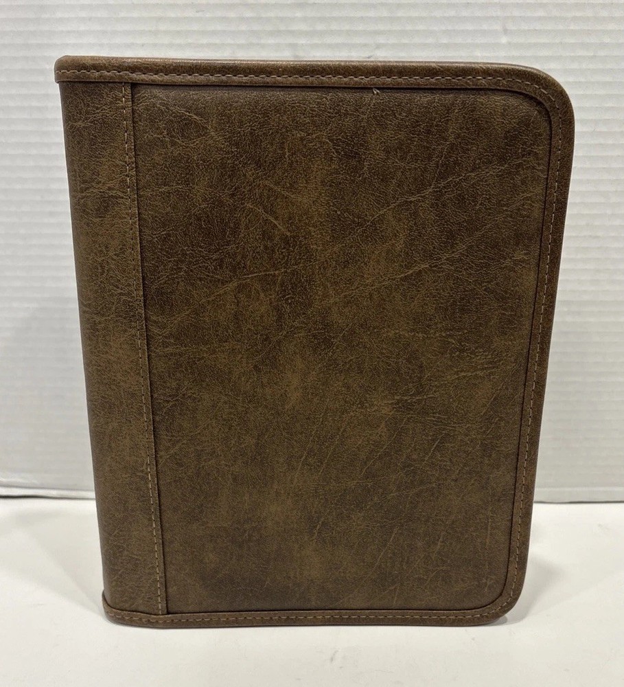 Franklin Covey 7-Ring Brown Zip Around Faux Leather Binder Organizer Planner