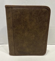 Franklin Covey 7-Ring Brown Zip Around Faux Leather Binder Organizer Planner