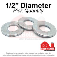 1/2″ SAE Flat Washers Low Carbon Steel Zinc Plated (Pick Quantity)
