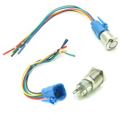 Waterproof Metal Push Button Switch LED Ring Halo Light 16mm 12V 24V +Connector