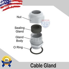 50 Pcs PG13.5 White Nylon Waterproof Cable Gland 6-12mm Dia w/ Lock-Nut & Gasket