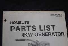Homelite Generator Parts List Part No. 17177 Illustrated 4KW Generator