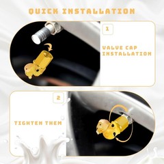Glow in The Dark Tire Valve Caps, 4 PCS Yellow Car Accessories f Color: yellow