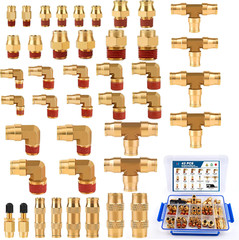 MICTUNING 43 PCS Brass DOT Air Brake Line Fittings Assortment Kit,1/4″ 3/8″ 1/2″