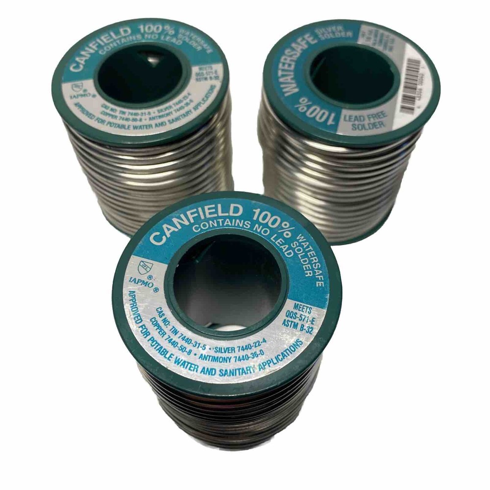 Spool Canfield 100% Watersafe Lead Free .125in Dia. Silver Solder Lot Of 3 New