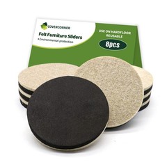 COVERCORNER Felt Furniture Sliders for 8 PCS 3 1/2” Beige, Beige+black