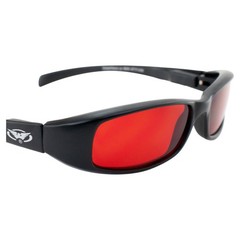Global Vision New Attitude Motorcycle Glasses with Flames (Black Frame/Red Lens)