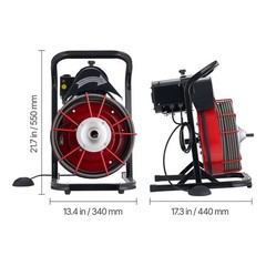 Uimoso Drain Cleaning Machine with 75FT x 3/8 Inch Cable and 4 Cutters