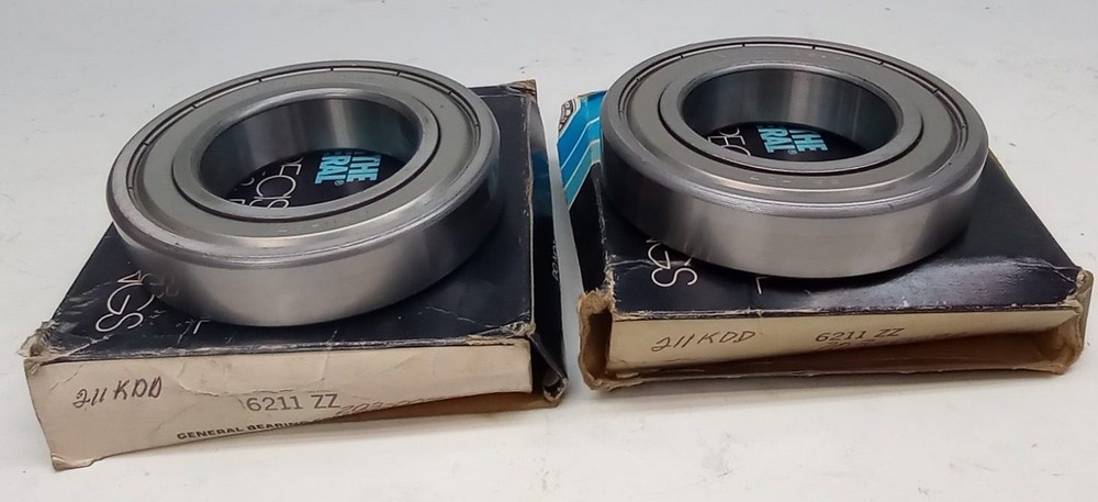 The General 6211 ZZ Ball Bearing Deep Groove 55X100X21mm 6211-ZZ (Pack of 2)