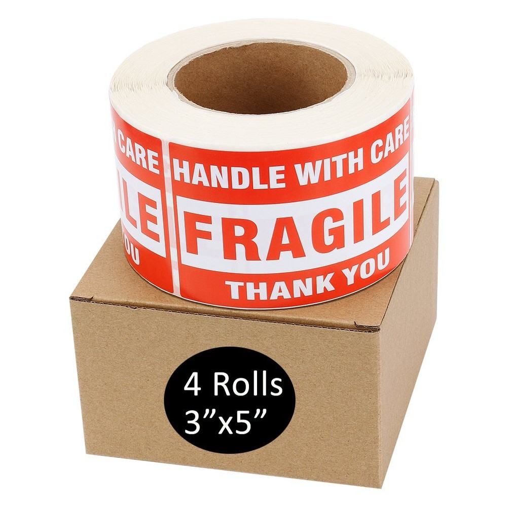 4 Rolls 500/Roll 3×5 Fragile Stickers Handle with Care Thank You Shipping Labels