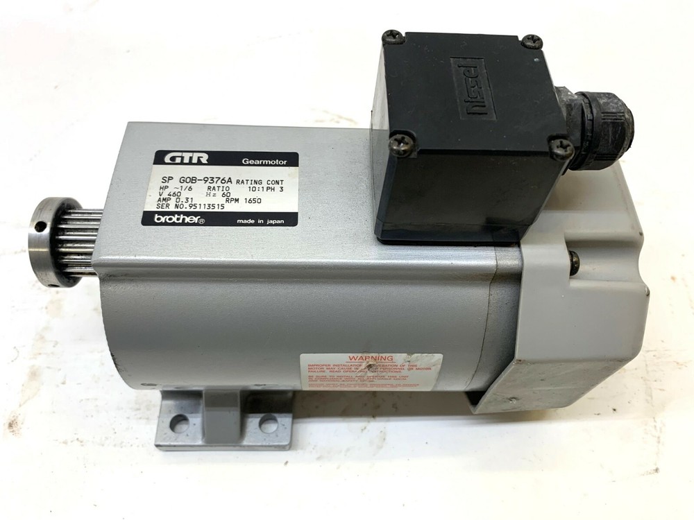 BROTHER GTR, GEAR MOTOR, SP GOB-9376A, 1/6 HORSE POWER, RATIO 10:1, PH 3, 460V