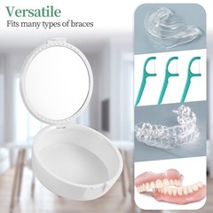 Retainer Case with Mirror & Ventilation – Light Green Floral Design