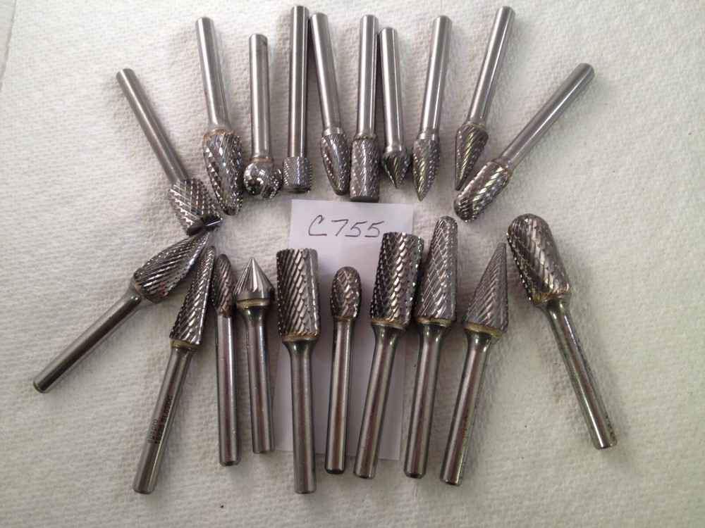 20 NEW FALCON / SGS 1/4″ SHANK CARBIDE BURR SET. DOUBLE / SINGLE CUT USA (c755)