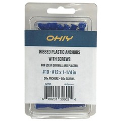 50x Expansion Wall Anchors with 50x Screws Set for 1/4in Drill Hole Installation