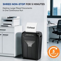 QUIETLEMON 12-Sheet Electric Paper Shredder Home Office Card Heavy Duty