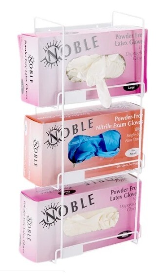 3-Tier Design Glove Box Holder White Wire Wall-Mount Saves Counter Space