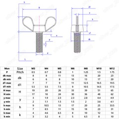 304 Stainless Steel Wing Thumb Screws Bolts M3 M4 M5 M6 M8 M10 M12