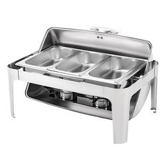 1 OR 3-compartment Roll Top Chafing Dish Buffet Set Pan Chafer Stainless Steel