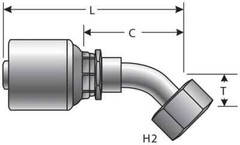 12G-12FJX45S MegaCrimp Coupling Female JIC 37 Flare Swivel – 45 Bent Tube